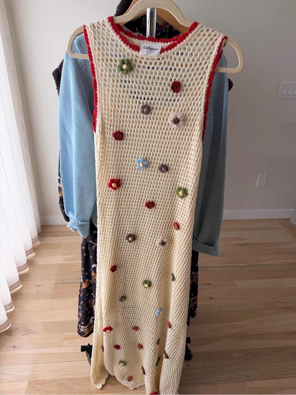 Callahan Cream Floral Crochet Knit Maxi
